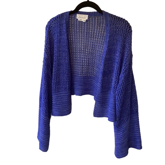 Anthropologie Sweaters - Anthropologie Juillet Cropped Cardigan Sweater OS Blue Boho Coastal Hippie